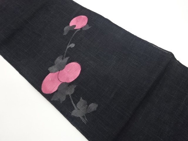 JAPANESE KIMONO / NAGOYA OBI FOR SUMMER / TSUMUGI / PULP CLOTH / KIKU 